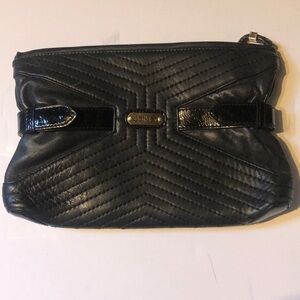 Botkier Black Leather Clutch w/Gold tone hardware